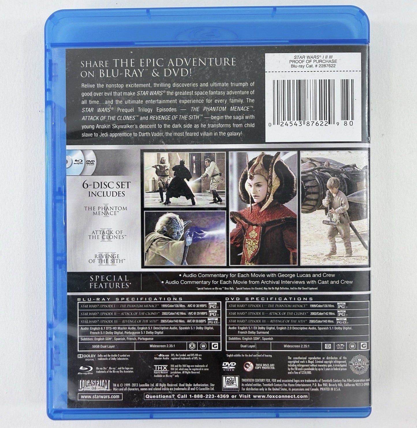 Star Wars Trilogy: Ep. I-III (Blu-ray Film Bundle) The Force Awakens, Last Jedi