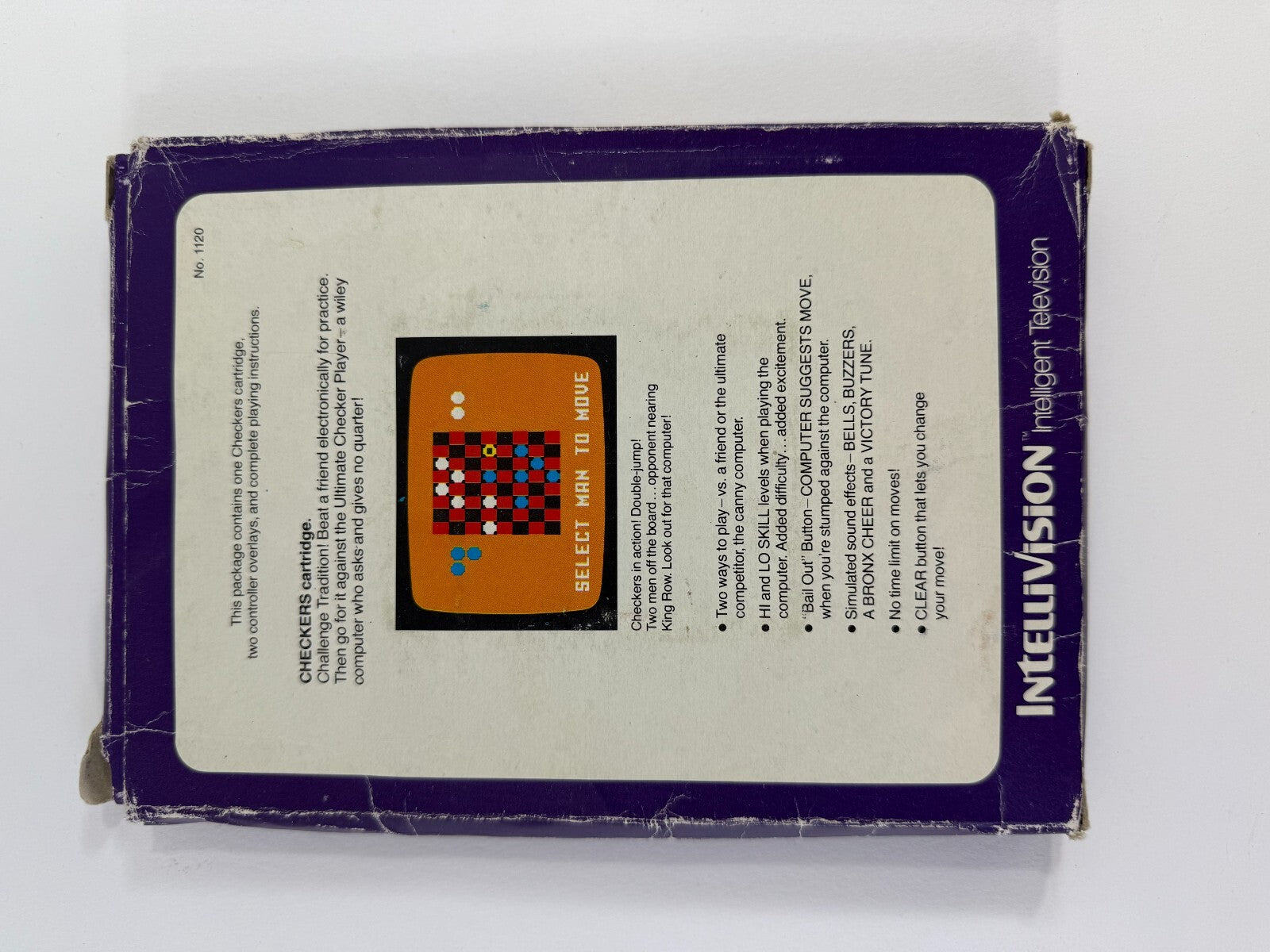 Checkers (Mattel Intellivision, 1979) Game, Box, Manual, and Overlays - Tested