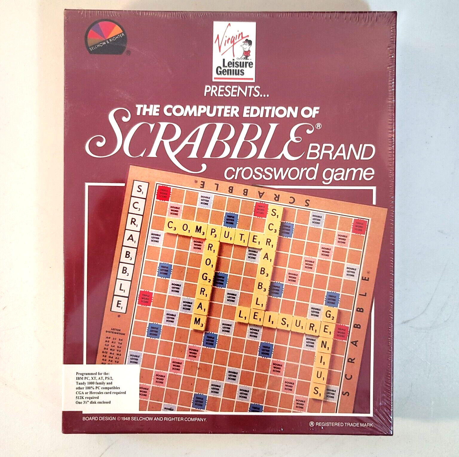 Virgin 1989 Scrabble Crossword Game IBM PC 5 1/4” Floppy disk - New