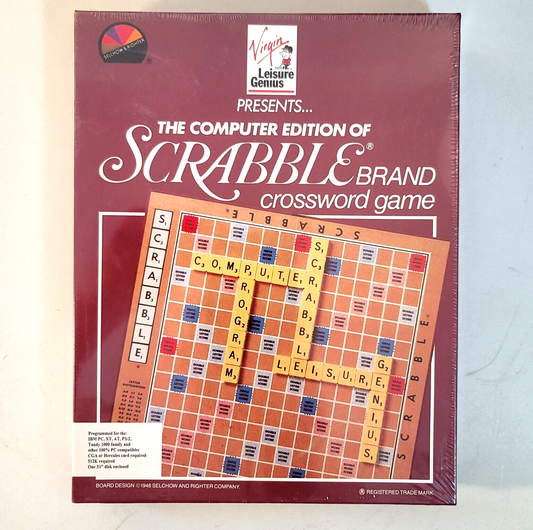 Virgin 1989 Scrabble Crossword Game IBM PC 5 1/4” Floppy disk - New