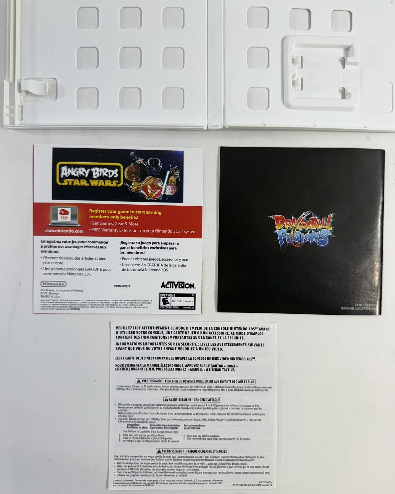 Dragon Ball Fusions (Nintendo 3DS) Original Case Inserts & Manual - No Game