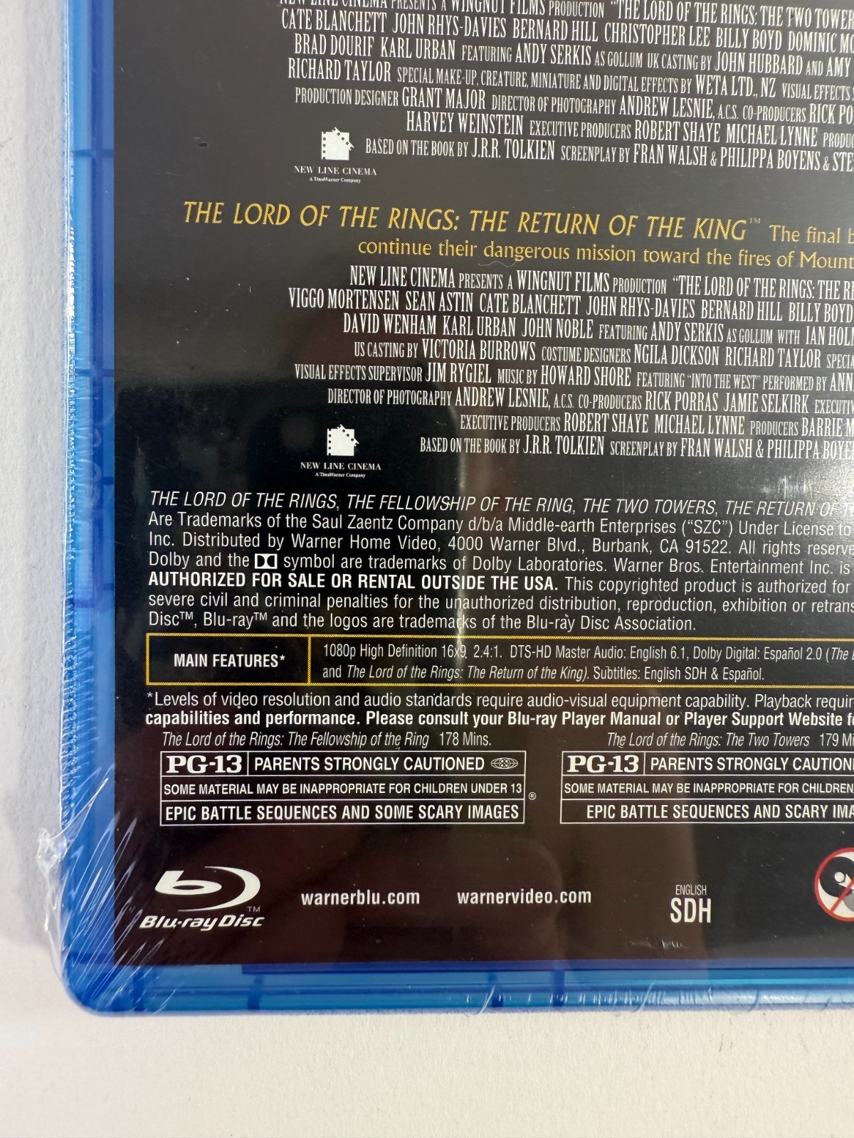 The Lord of the Rings: Theatrical 3-Film Collection (Blu-ray Disc, 2014) New