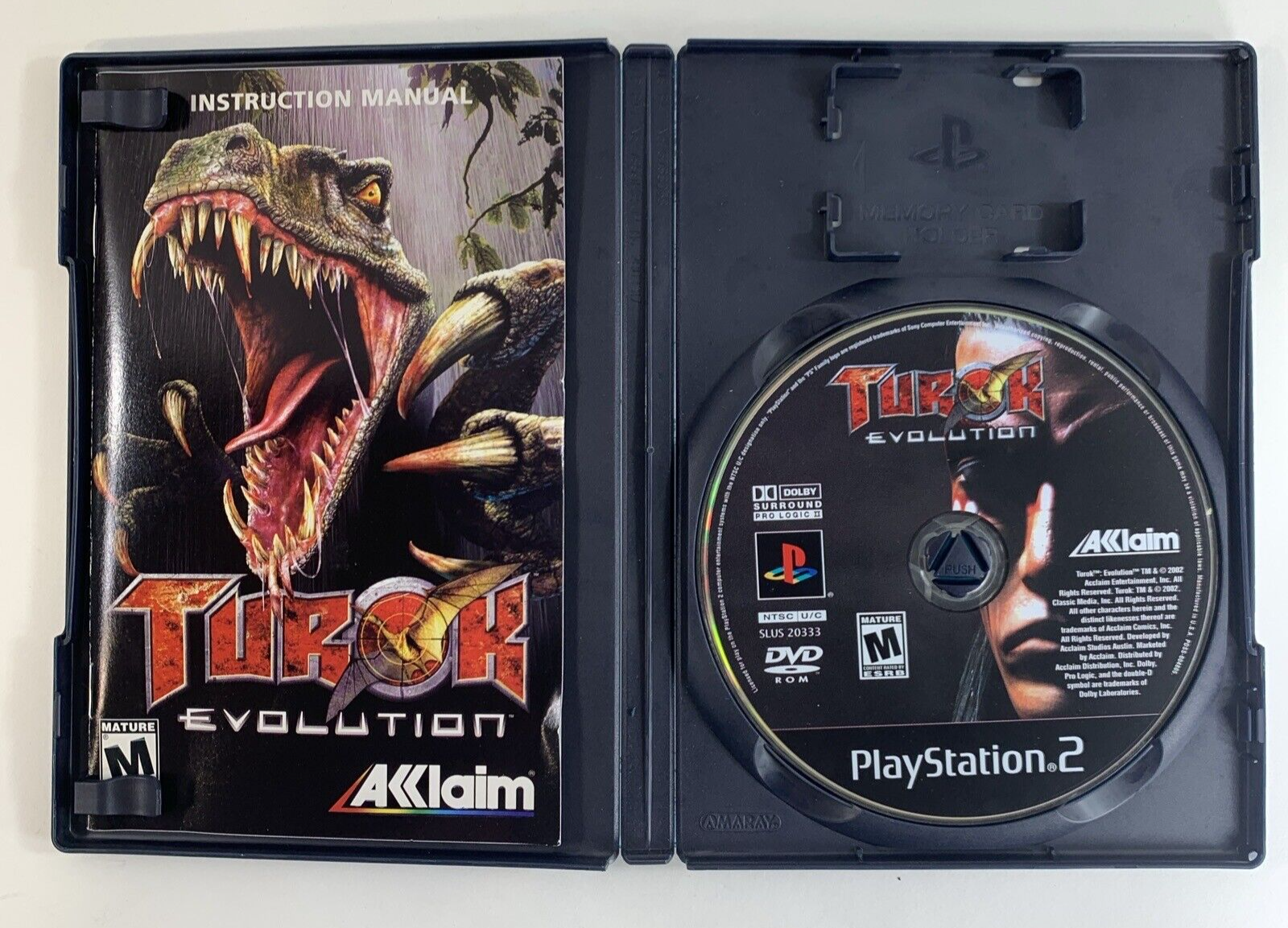 Turok: Evolution (Sony PlayStation 2, 2002) Game Case Manual Registration Card