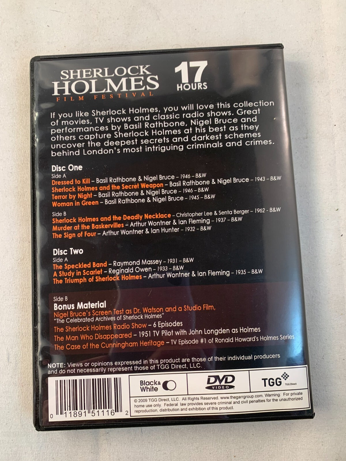Sherlock Holmes Film Festival (DVD, 2009, 2-Disc Set)