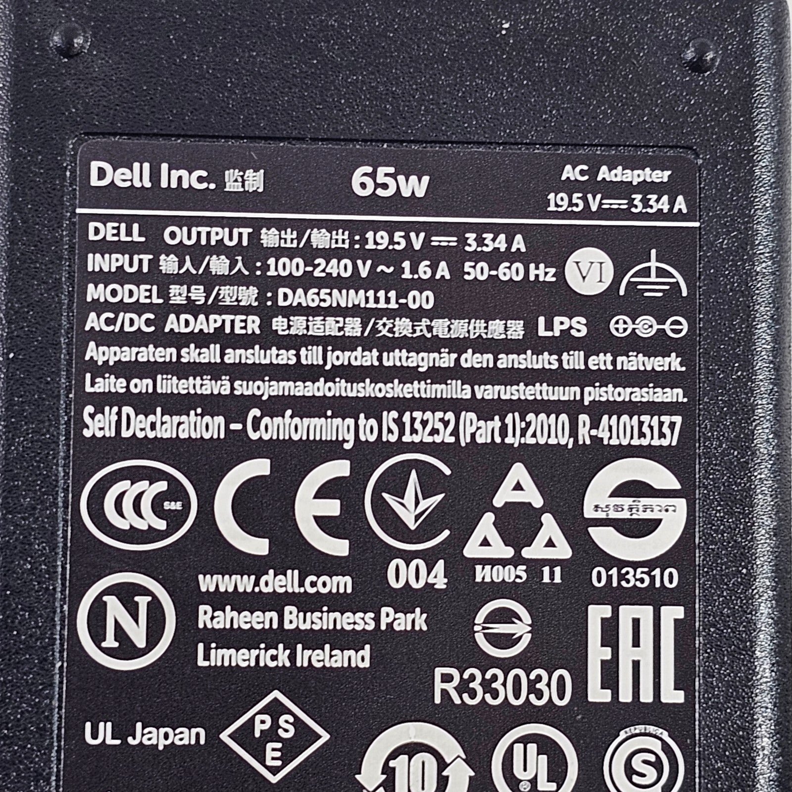 Dell 19.5V 3.34A AC Adapter Model DA65NM111-00 - Tested and Working