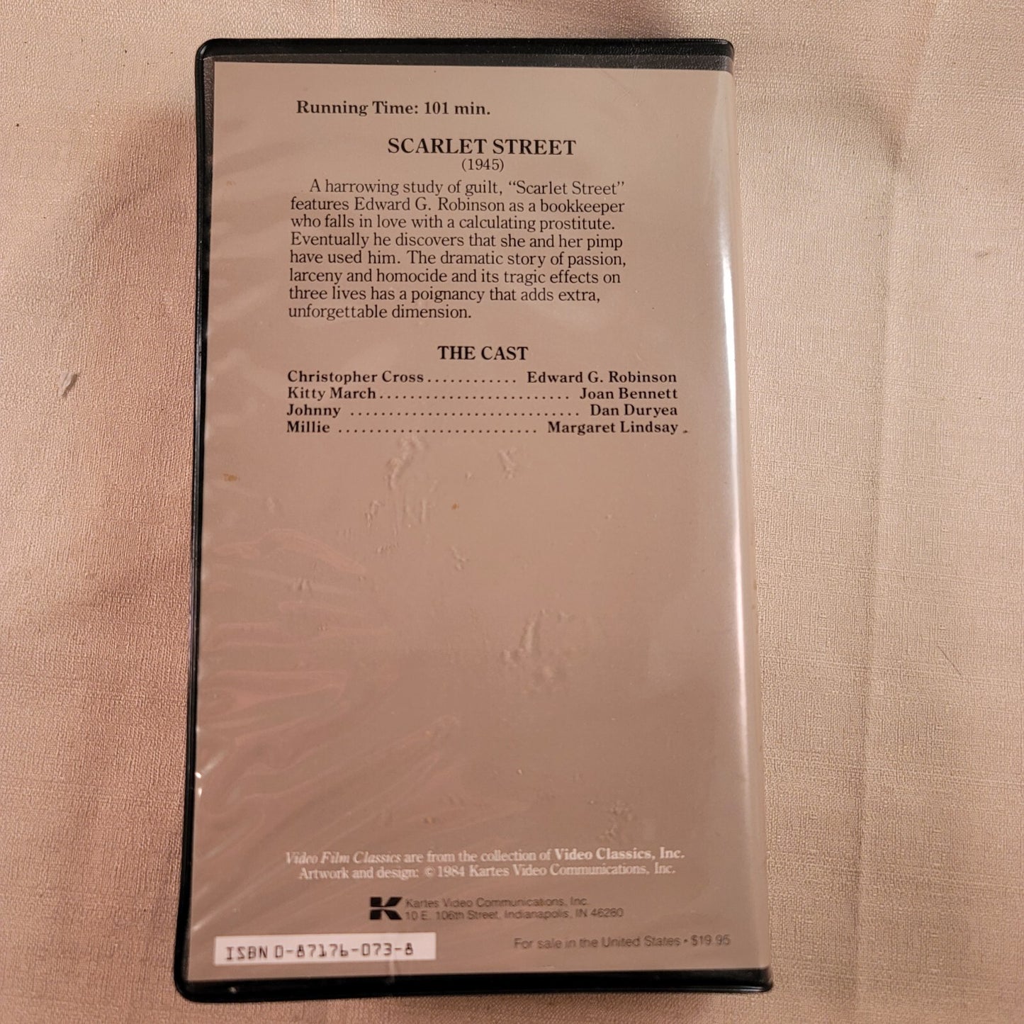 Scarlet Street VHS 1945 Edward G Robinson Joan Bennett Dan Duryea