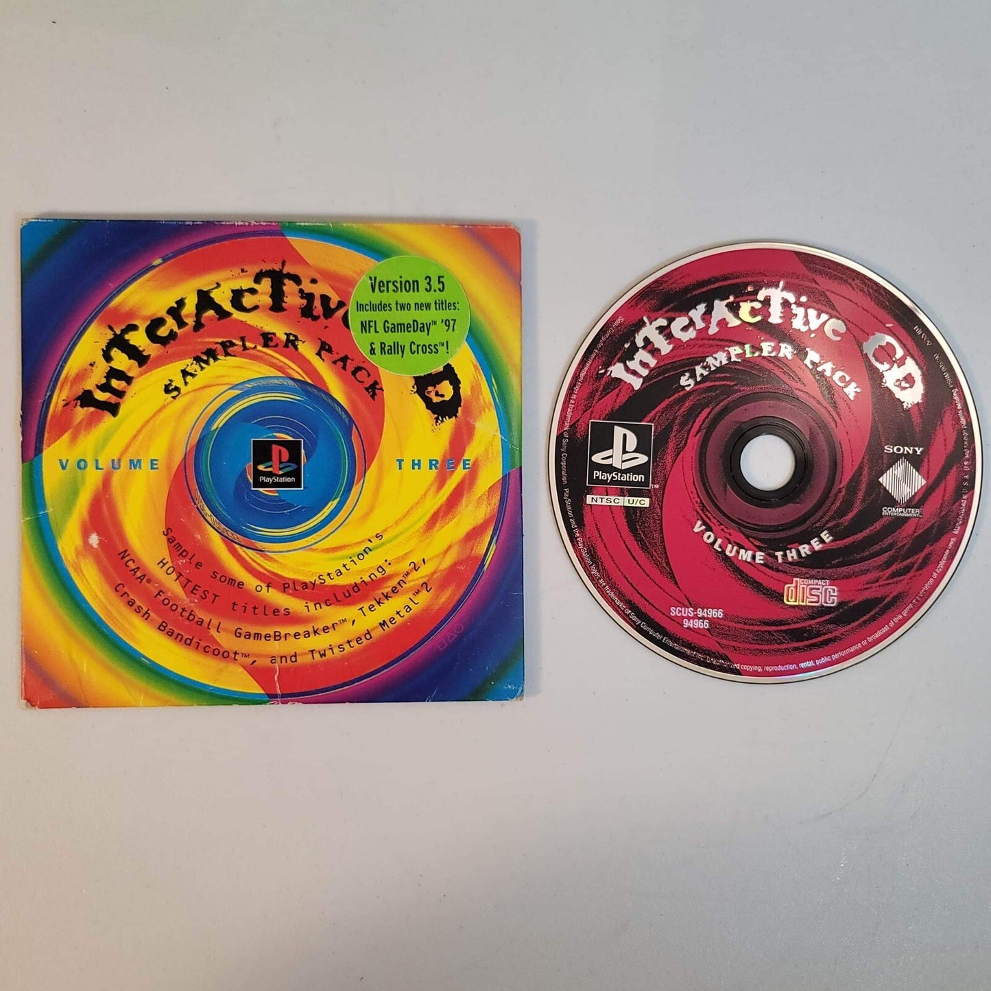 PlayStation Interactive Sampler Vol. 3 (Sony PlayStation, 1996) Disc and Sleeve