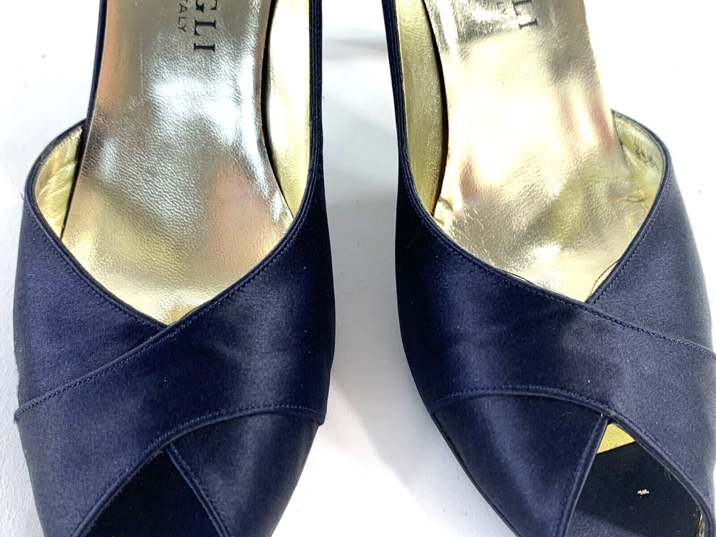 Bruno Magli Womens Navy Blue Leather Heels Pumps Shoes Size 7AAA