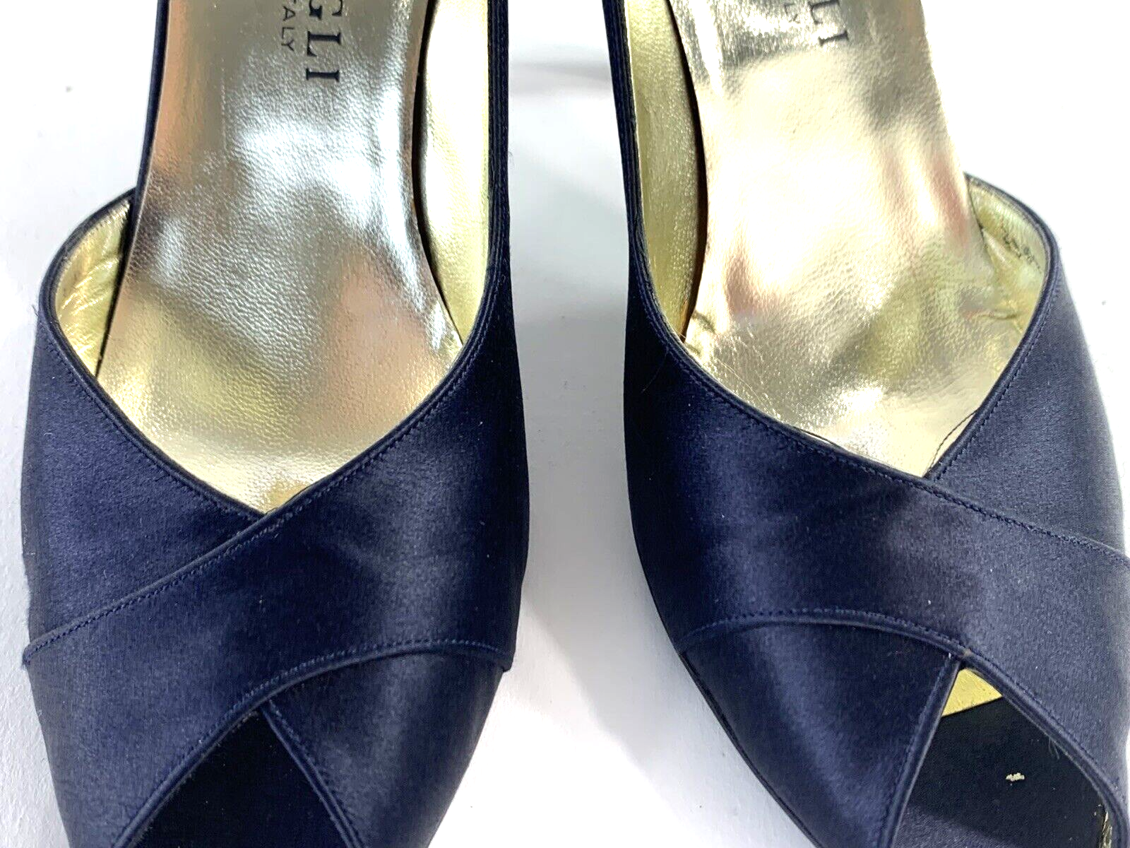 Bruno Magli Womens Navy Blue Leather Heels Pumps Shoes Size 7AAA