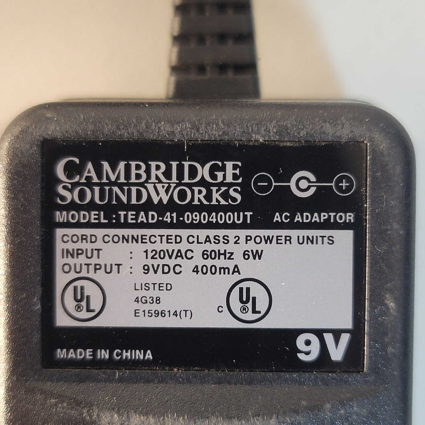 Original Cambridge SoundWorks TEAD-41-090400UT AC Power Supply Adapter 9V 400mA
