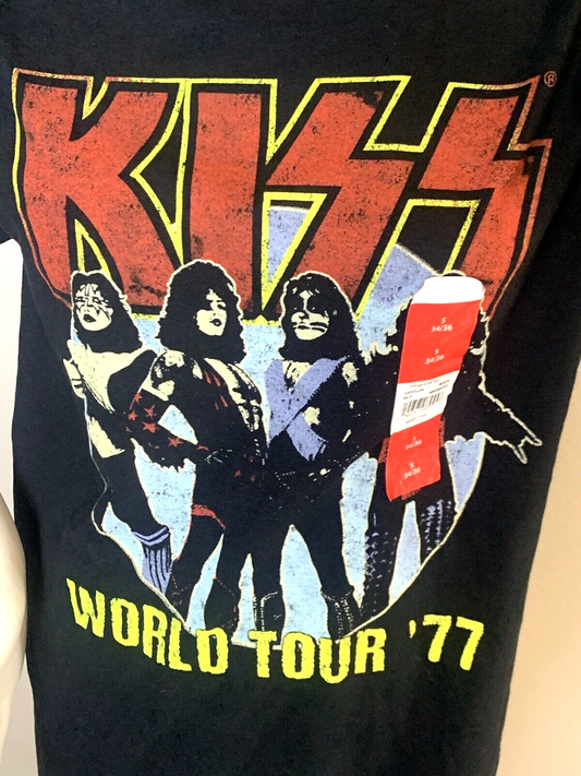 Kiss World Tour ‘77 Black 2021 Reproduction Logo T-Shirt - New With Tags