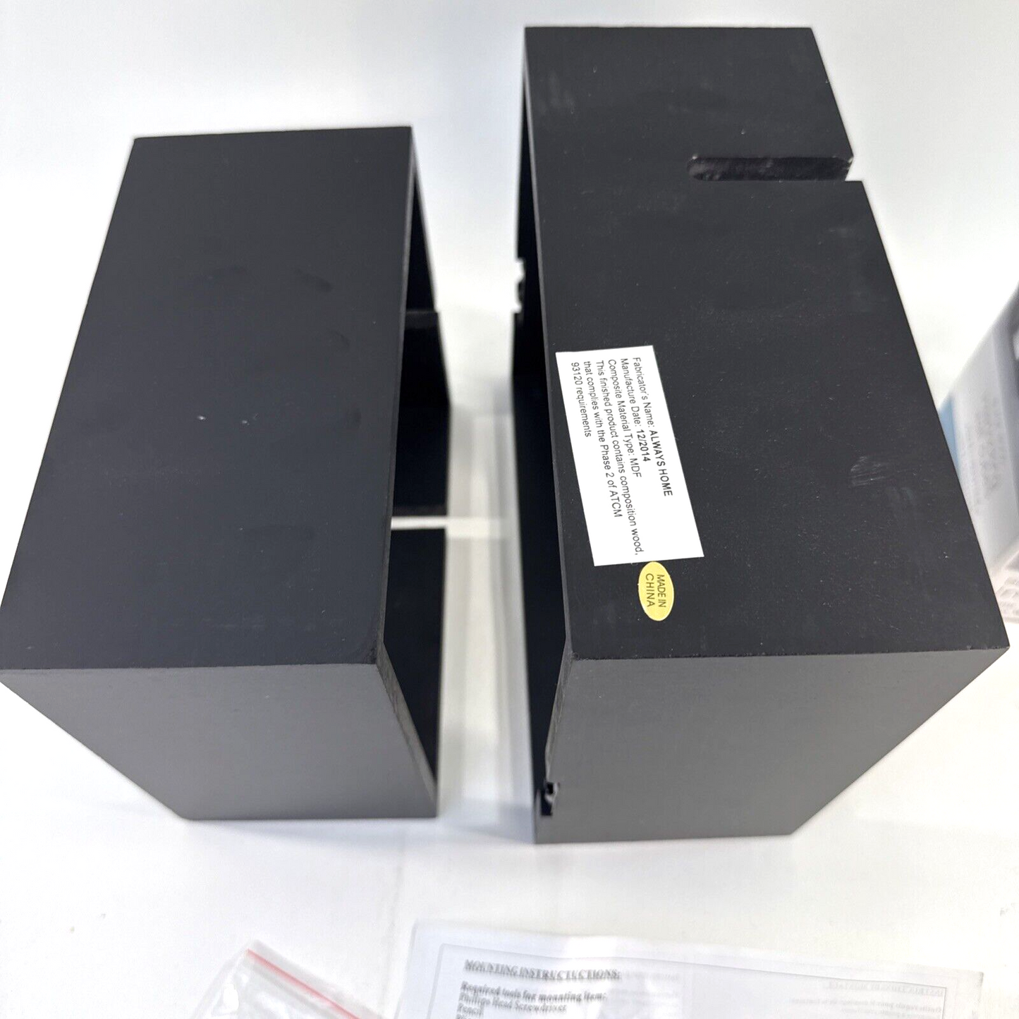 Interiors By Design Black Wooden Interlocking Wall Cubes  2-Piece Set - Open Box