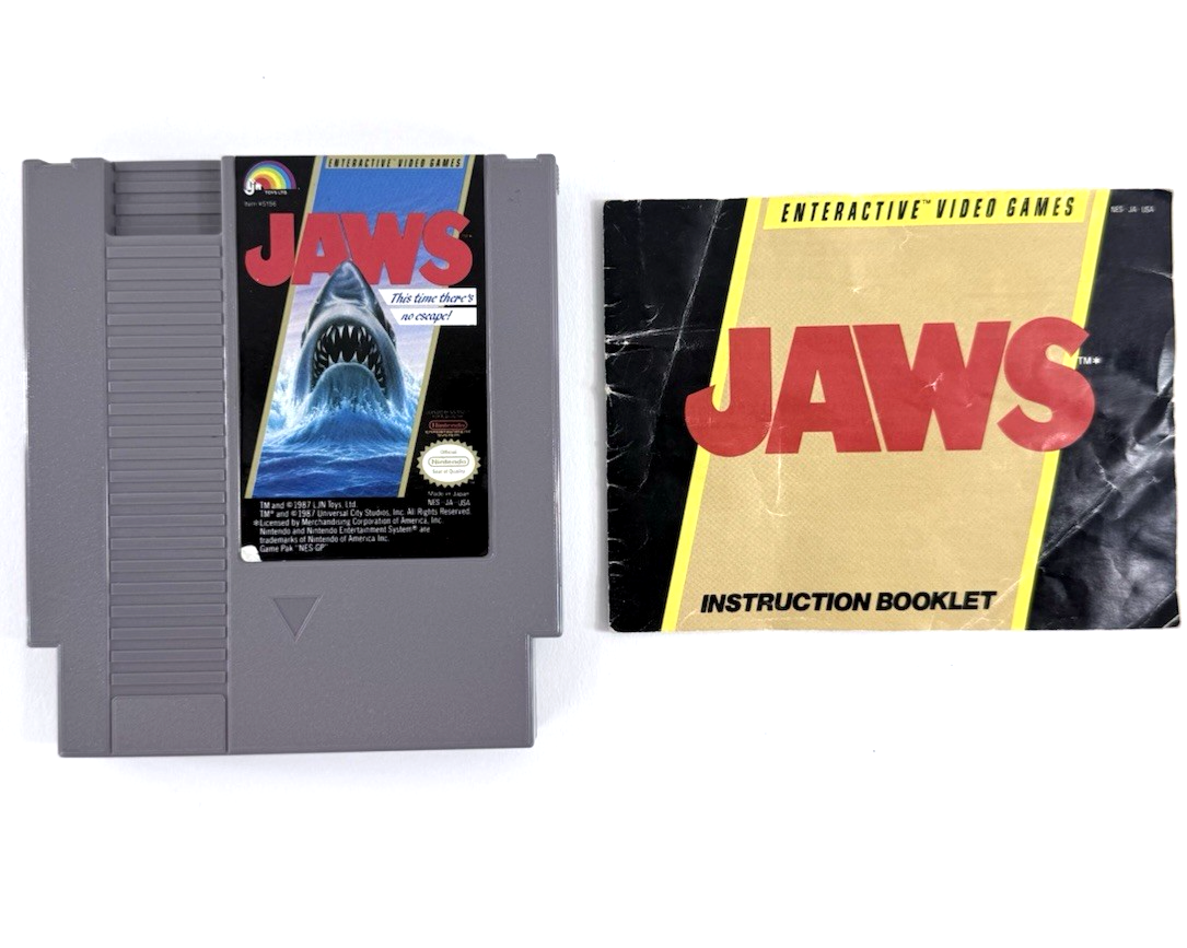 Jaws (Nintendo Entertainment System, 1987) Game Cartridge and Manual - Tested