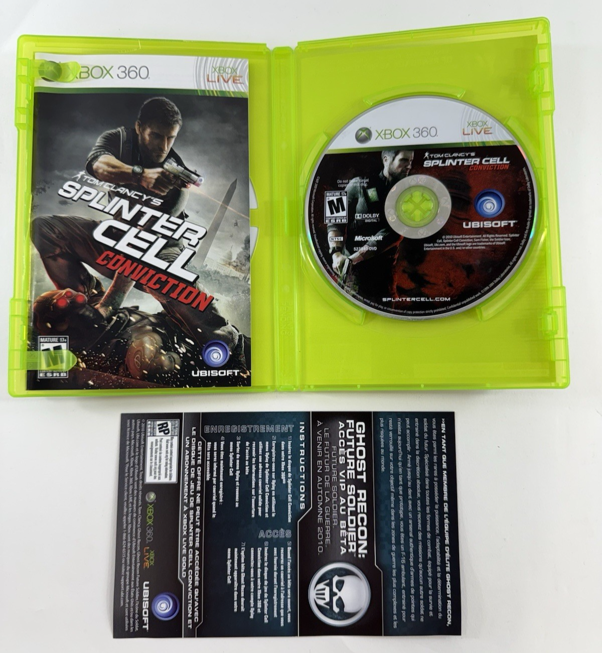 Tom Clancy's Splinter Cell: Conviction (Xbox 360, 2010) Game Case Manual Insert