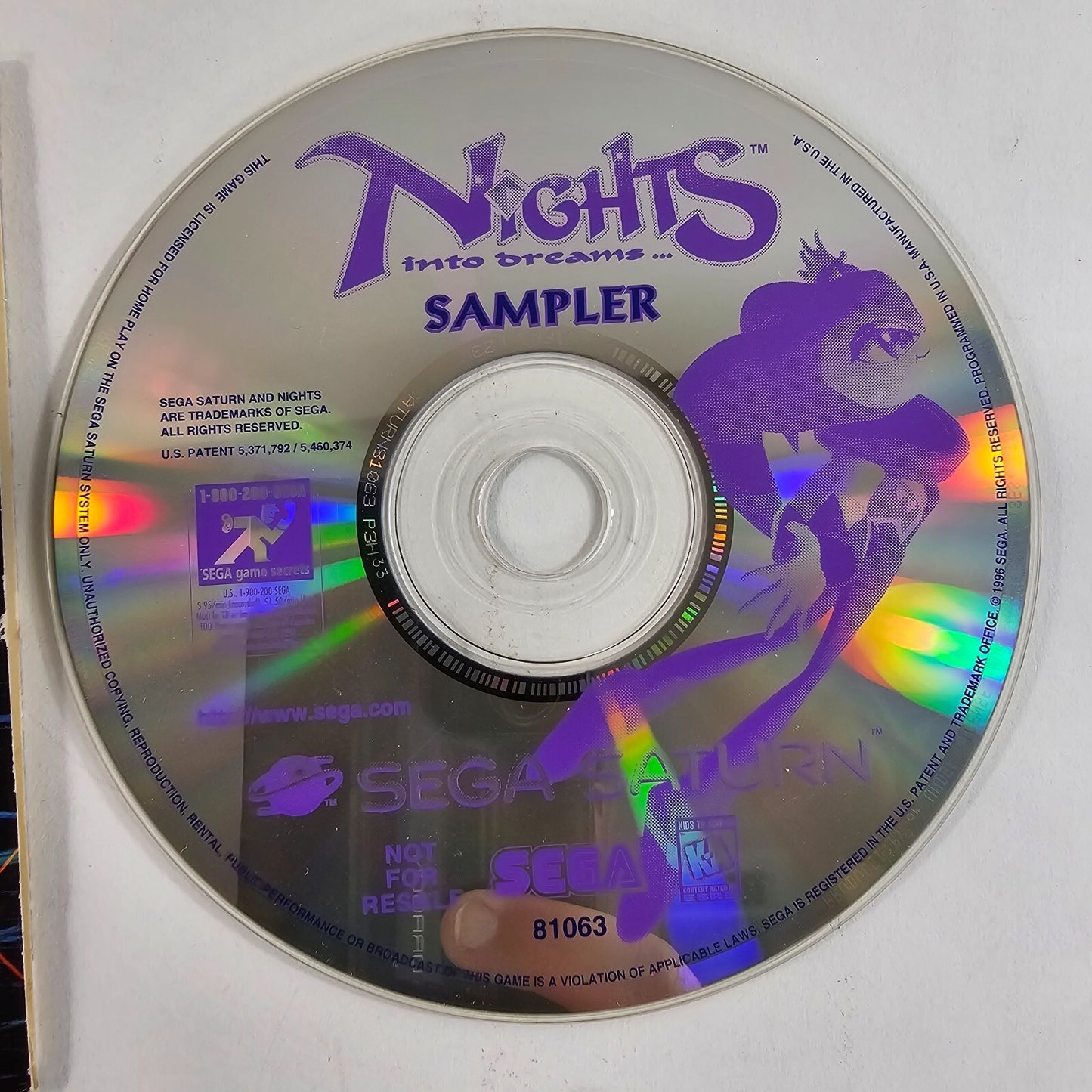 Nights Into Dreams Sampler (Sega Saturn, 1996) Exclusive Promo Disc