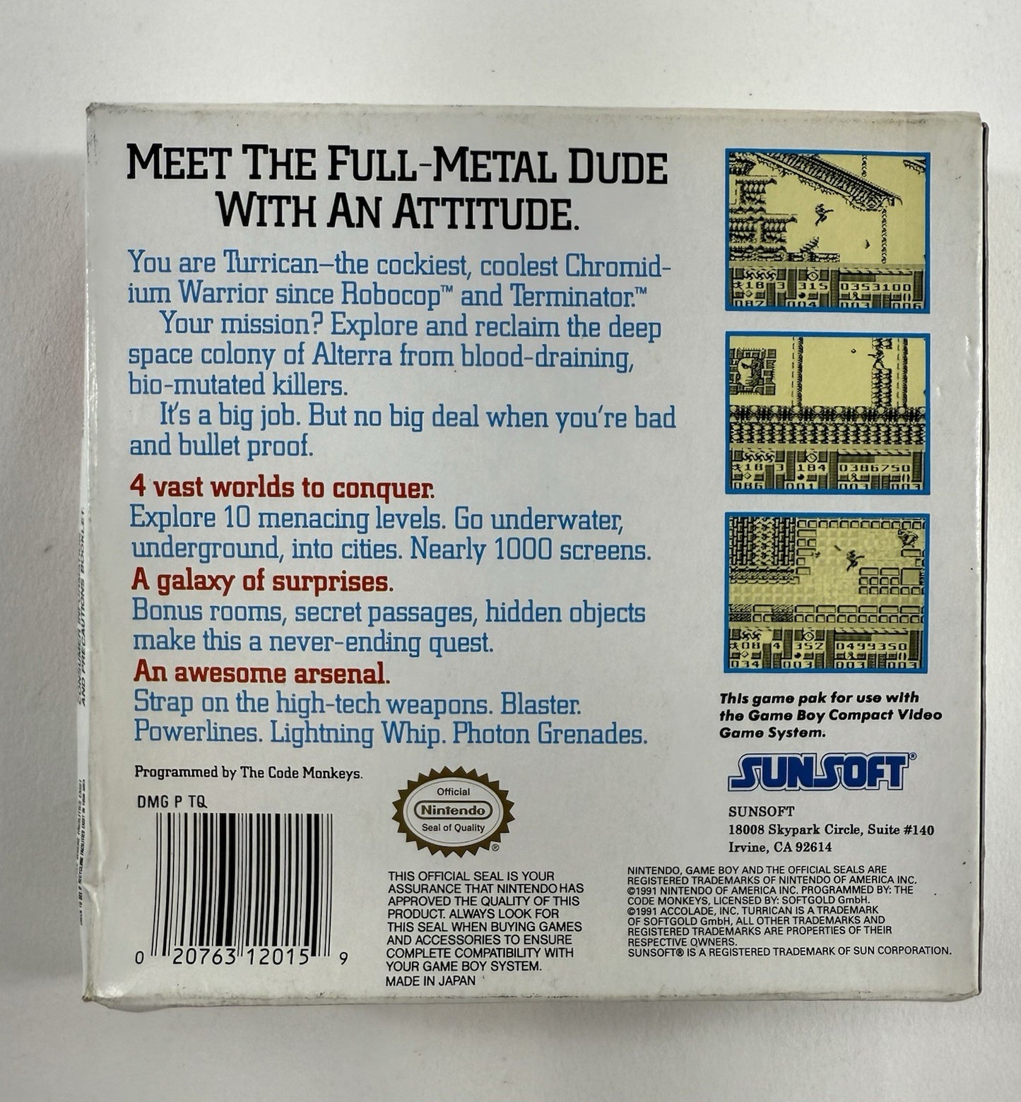 Turrican (Nintendo GameBoy, 1991) Game Box Manual Inserts - Tested and Working