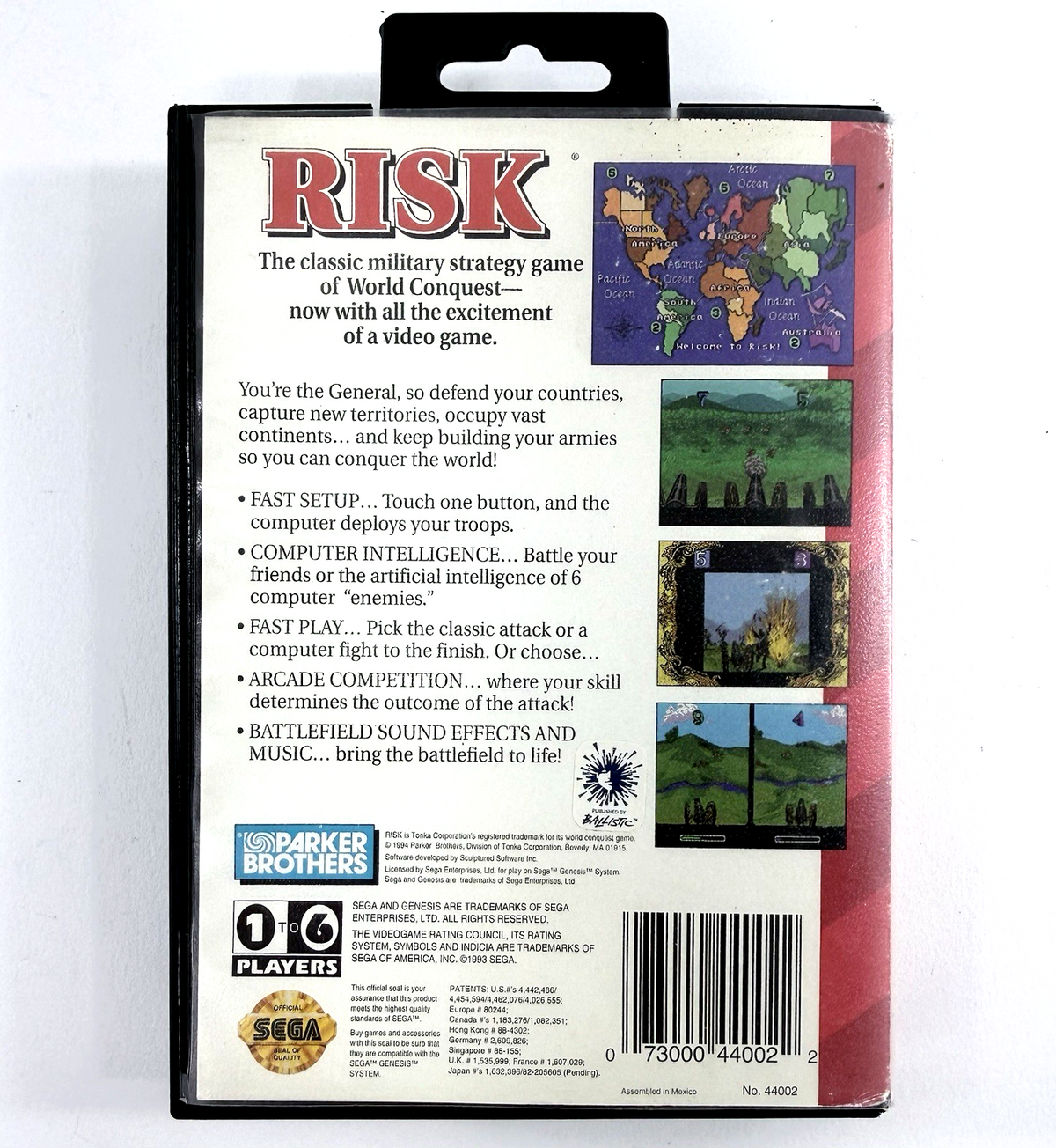 Risk (Sega Genesis, 1994) Game, Case and Manual - Tested and Working