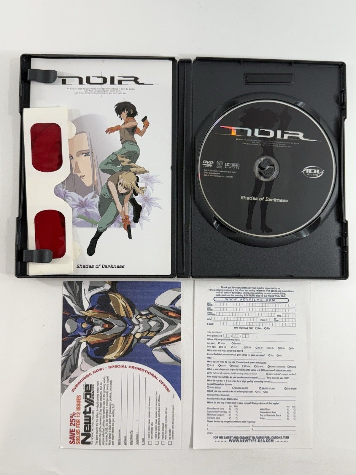 Noir - Vol. 1: Shades of Darkness (DVD, 2003) with Inserts & 3D glasses - Tested