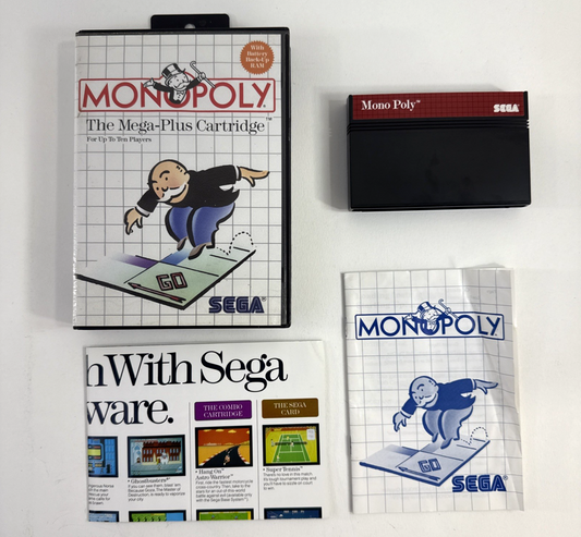 Monopoly (Sega Master System, 1988) Game Case Manual Poster - Tested