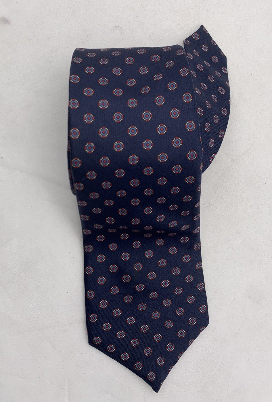 Gloria Vanderbilt for Castle Blue and Red Geometric 62" Tie
