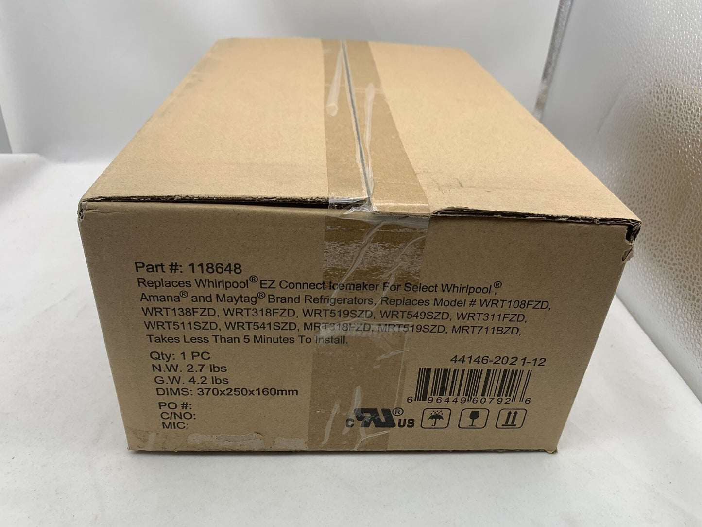 Replacement Ice Maker Kit Replaces Whirlpool EZ Connect Ice Maker Part#: 118648