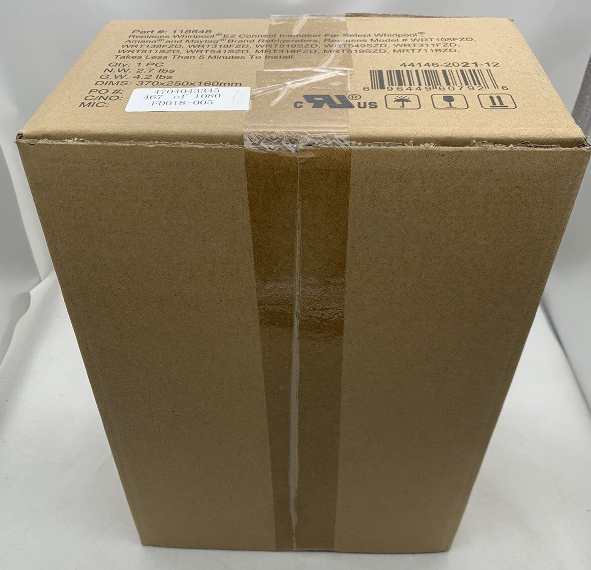 Replacement Ice Maker Kit Replaces Whirlpool EZ Connect Ice Maker Part#: 118648