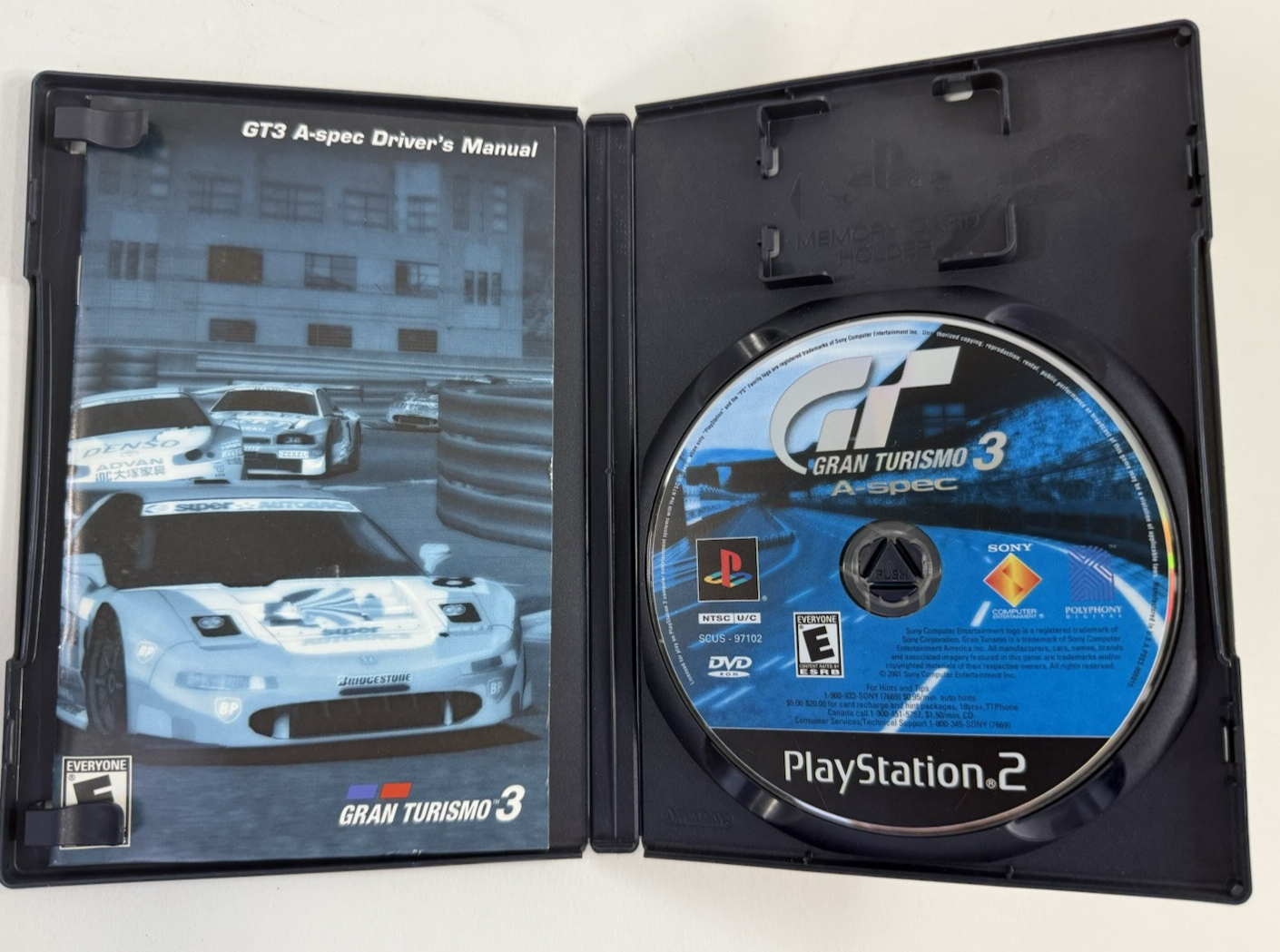 Gran Turismo 3 A-spec (PlayStation 2, 2001) Black Label Game Case Manual -Tested