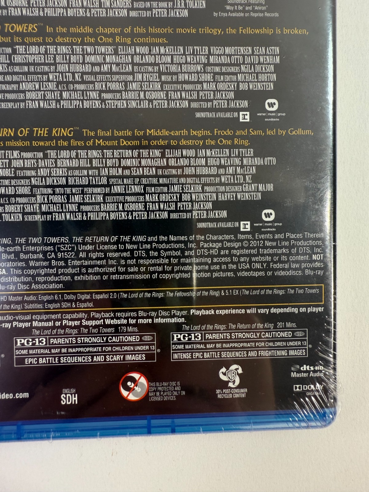 The Lord of the Rings: Theatrical 3-Film Collection (Blu-ray Disc, 2014) New