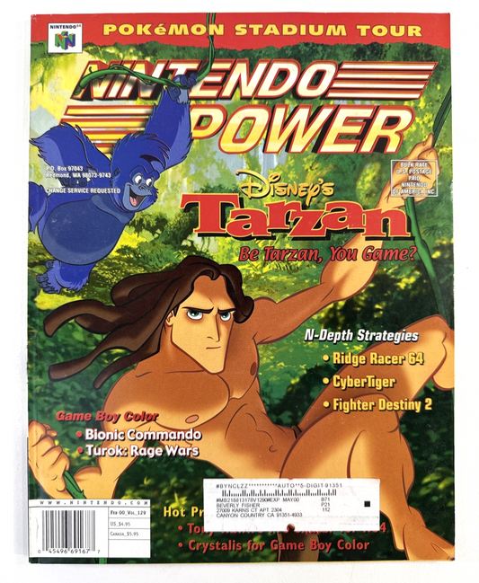 Nintendo Power (Vol. 129, Feb '00) Disney's Tarzan w/ Pro Skater Poster, Comic
