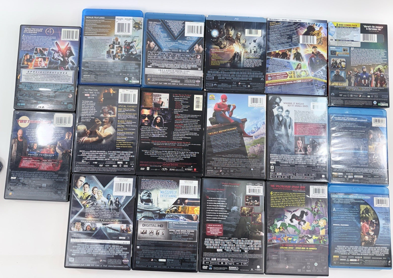 Marvel MCU 16 Film Collection (Blu-ray/DVD) Blade Trilogy, X-Men, and More