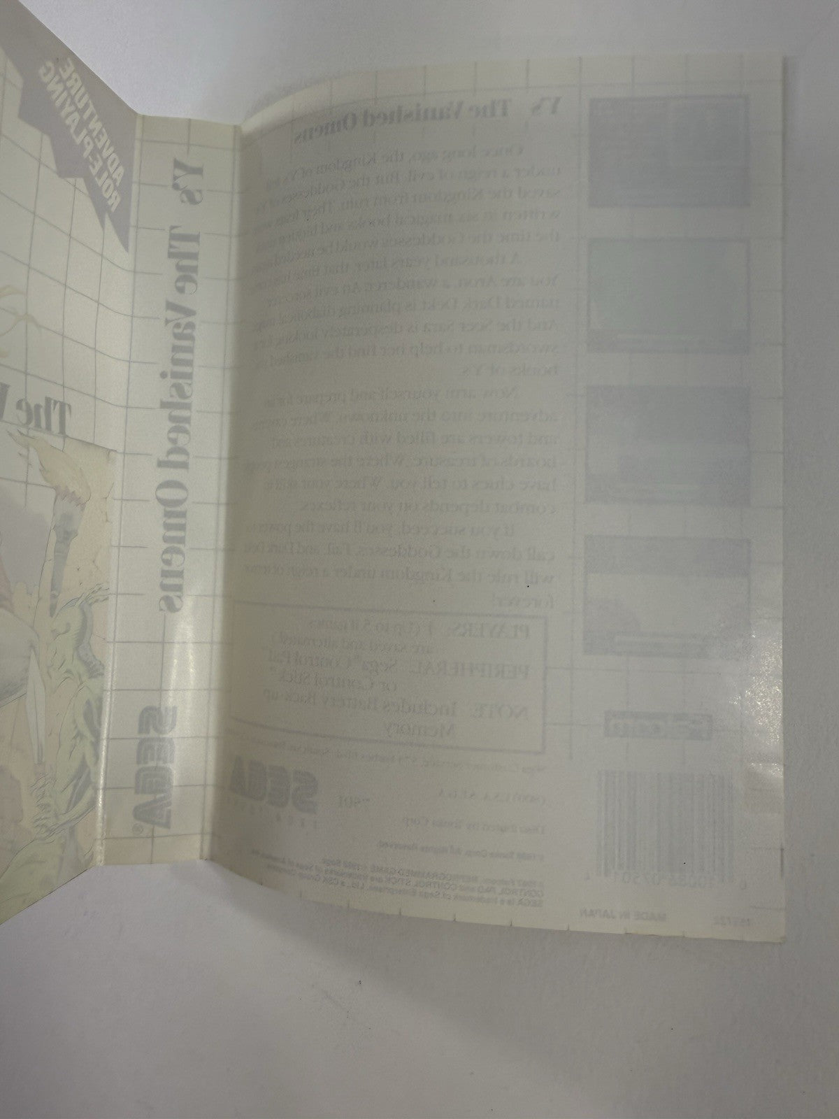 YS: The Vanished Omens (Sega Master System, 1988) Case And Manual Only - No Game