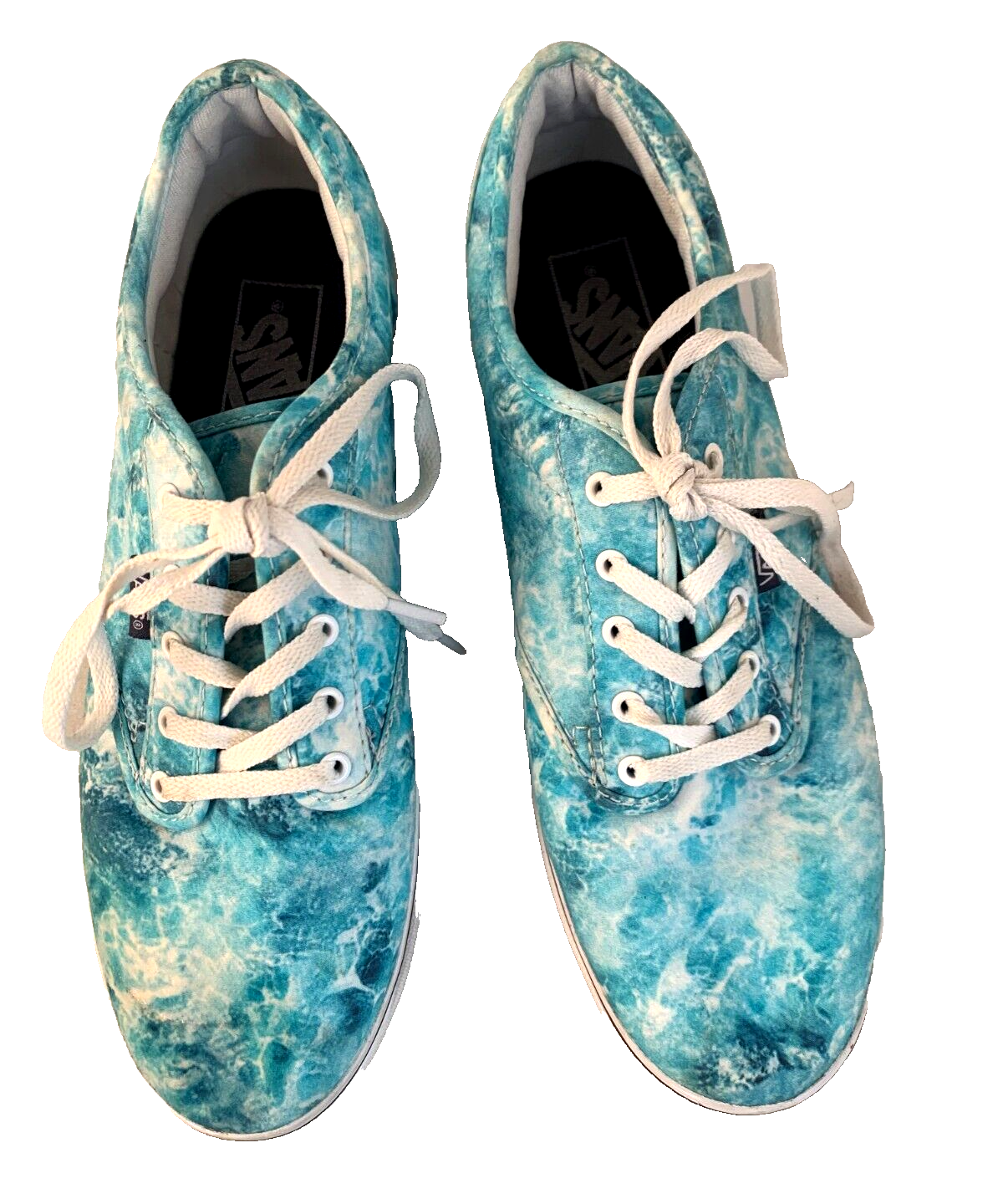 Vans Sneakers Shoes Low Top Canvas Ocean Blue Waves Women's 8.5
