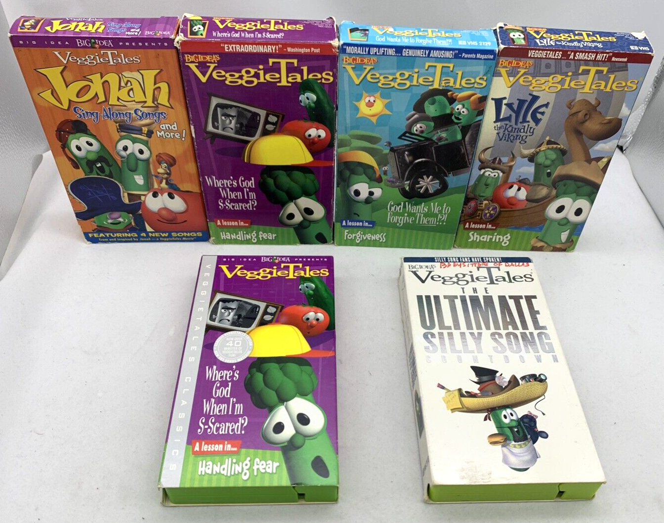 Veggie Tales (VHS Bundle) Forgiveness, Sharing, Handling Fear, Sing-along Songs