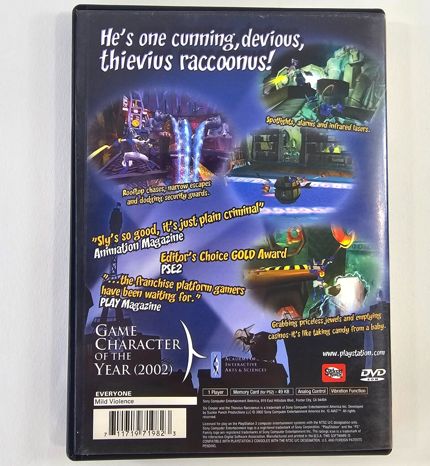Sly Cooper And The Thievius Raccoonus (PlayStation 2, 2003) Game Case Manual Reg