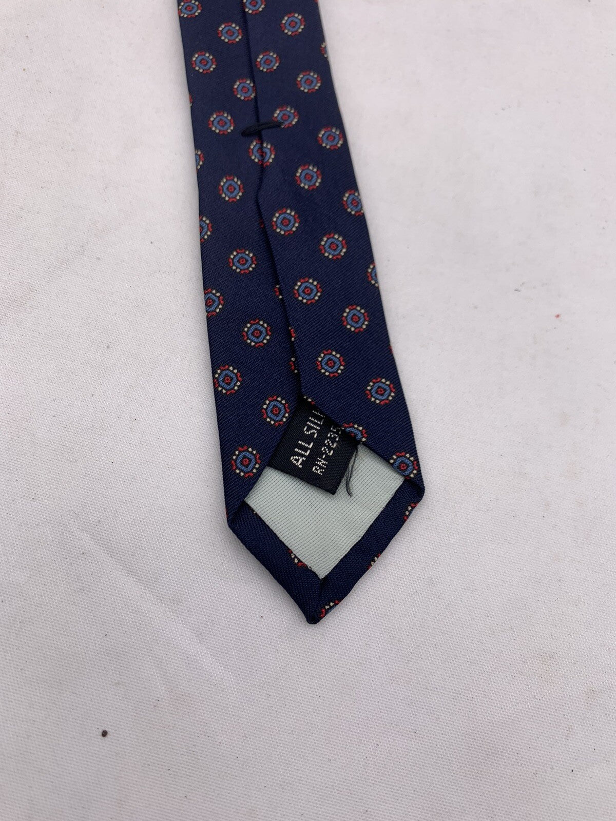 Gloria Vanderbilt for Castle Blue and Red Geometric 62" Tie