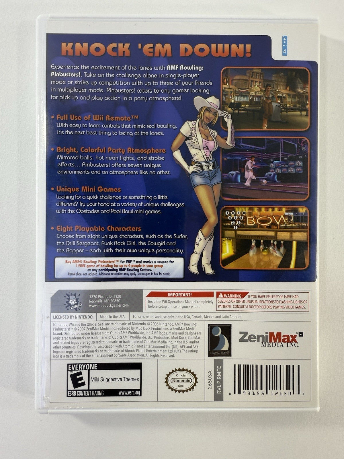 AMF Bowling: Pinbusters (Nintendo Wii, 2007) Game Case Manual - Tested