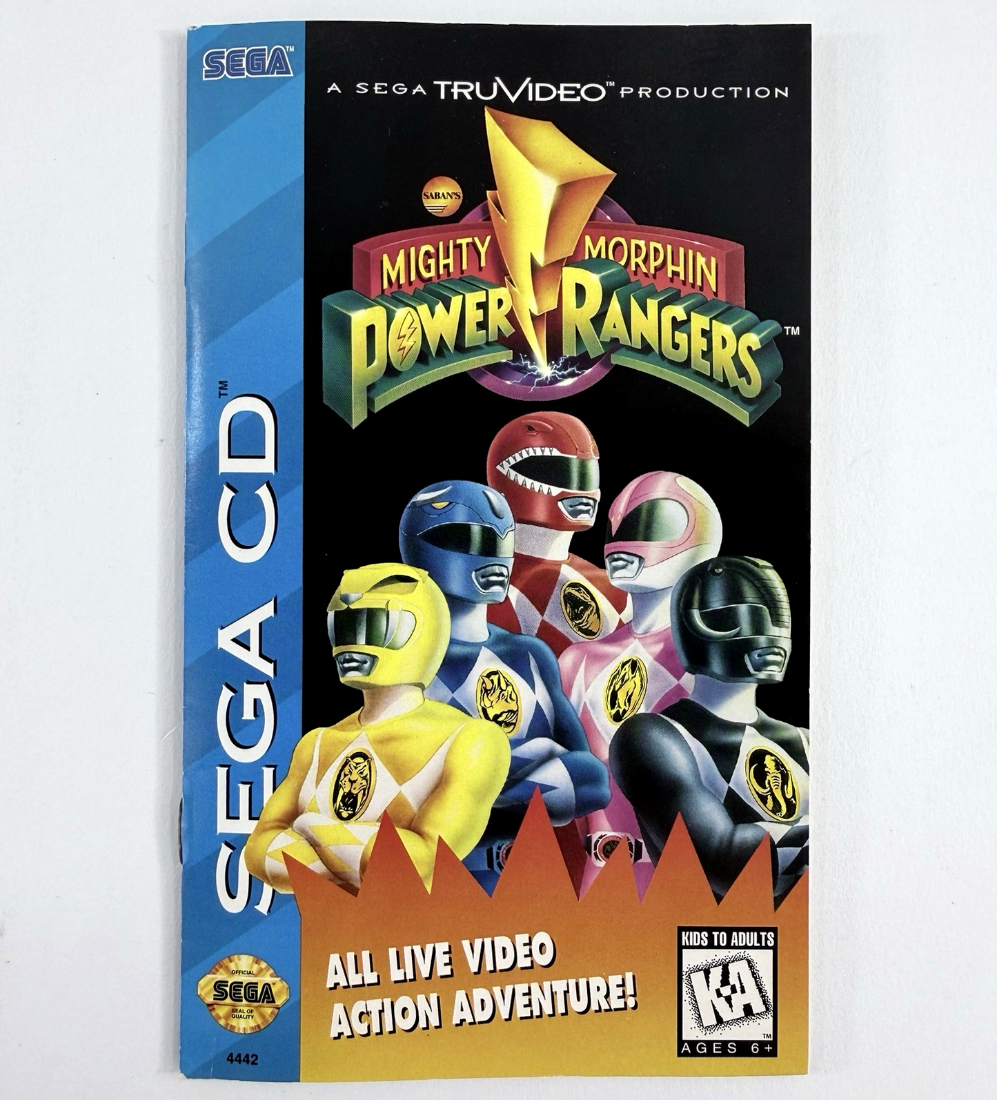 Mighty Morphin Power Rangers (Sega CD, 1995) Game Case Manual Registration Foam