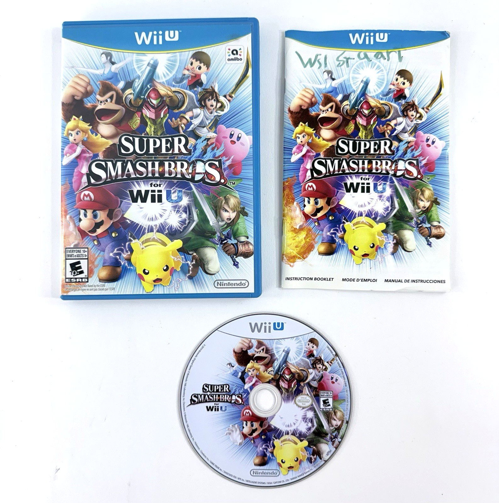 Super Smash Bros. (Wii U, 2014) Game Case & Manual - Tested And Working