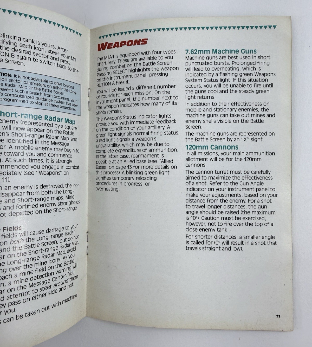 Garry Kitchen's Super Battletank War In The Gulf Instruction Manual SNS-SB-USA-1