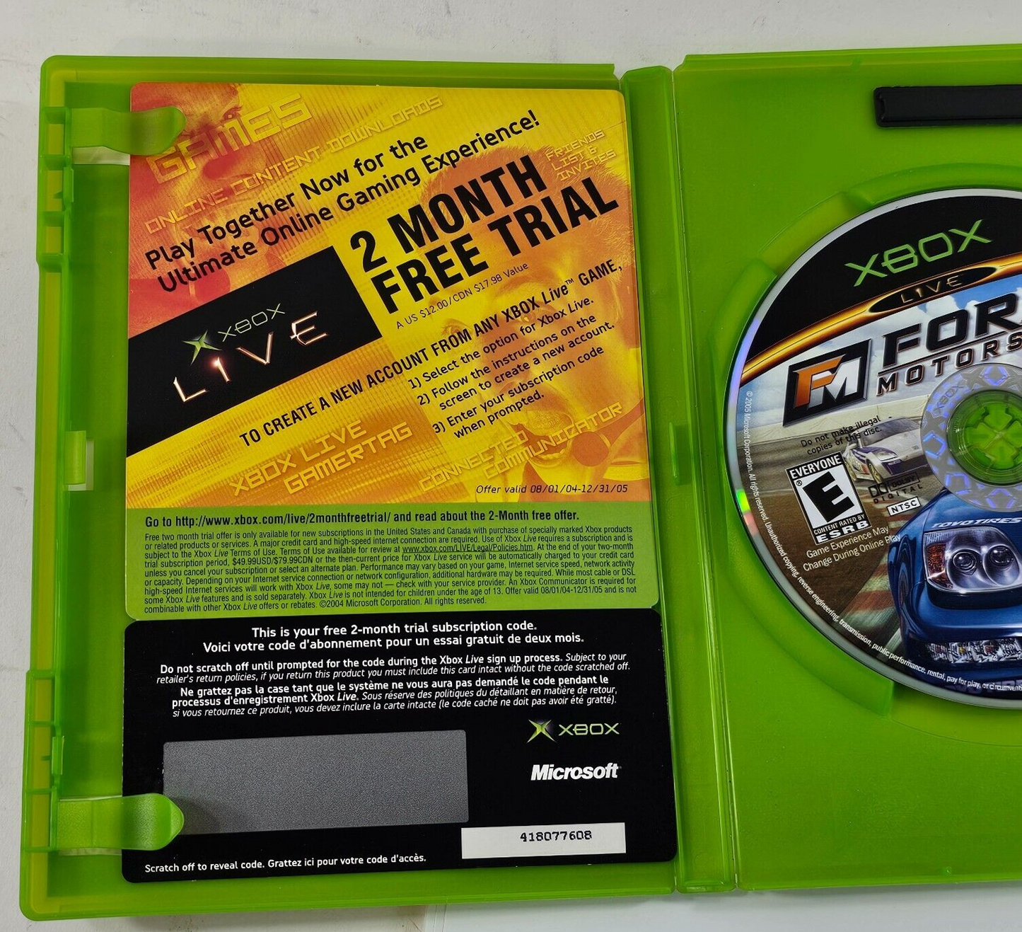 Forza Motorsport (Microsoft Xbox, 2005) Game Case Manual Insert - Tested