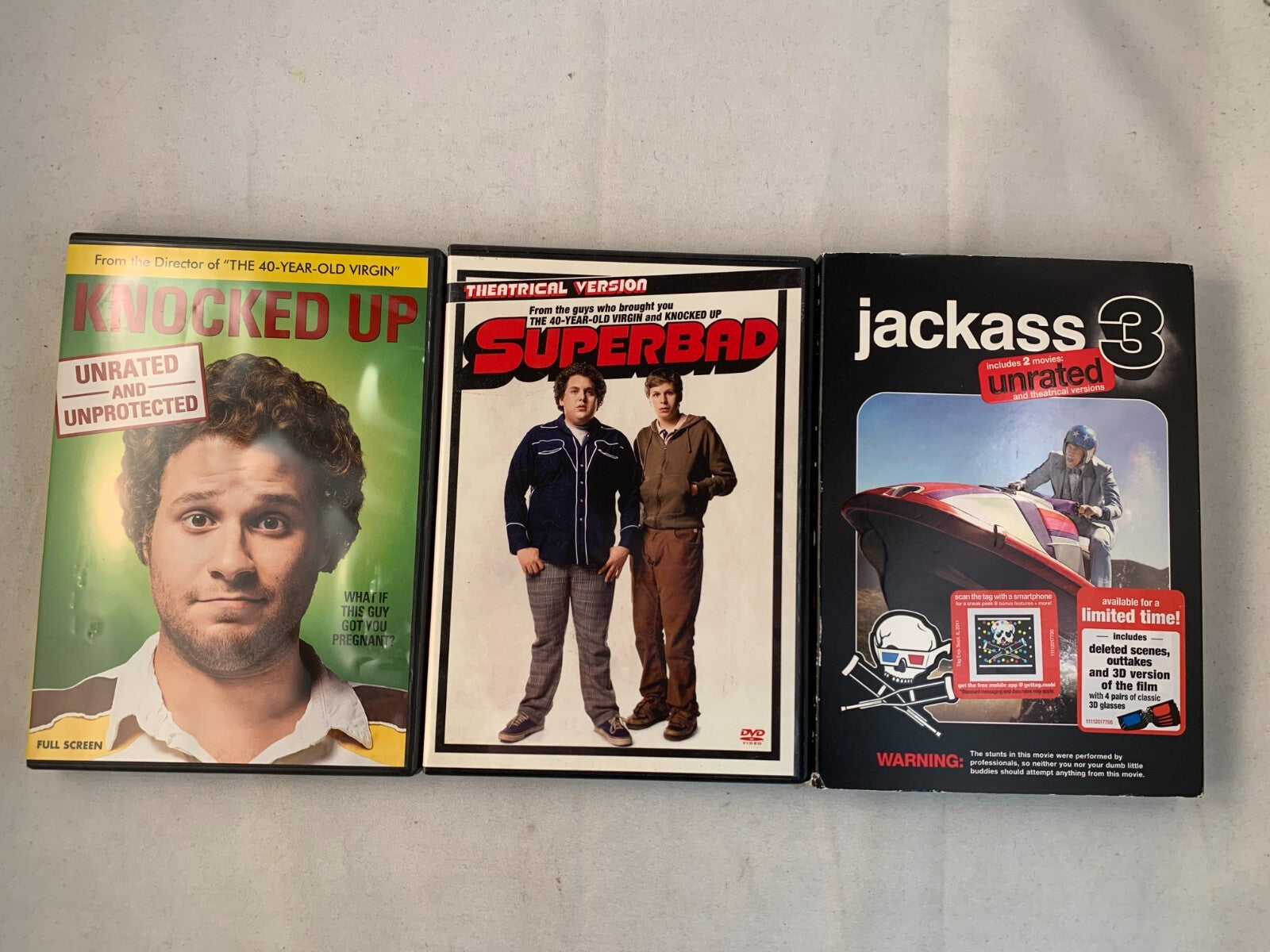 Superbad (DVD comedy lot) Knocked Up/Jackass 3