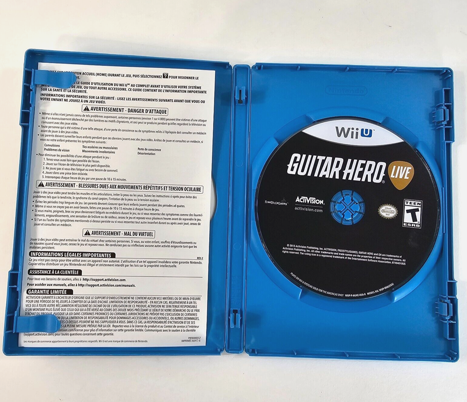 Guitar Hero Live (Nintendo Wii U, 2015) Game Insert Case - Tested and Working