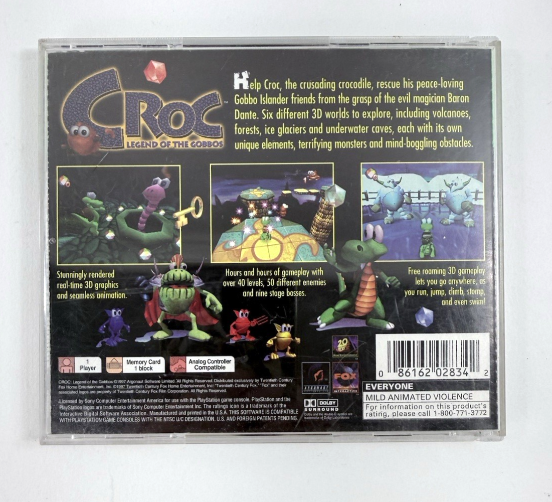 Croc: Legend of the Gobbos (PlayStation 1, 1998) Game Case Manual Registration