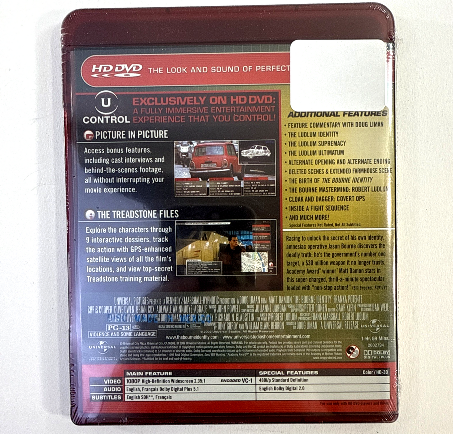 The Bourne Identity (HD-DVD, 2007) Promotional Disc - New, Factory Sealed