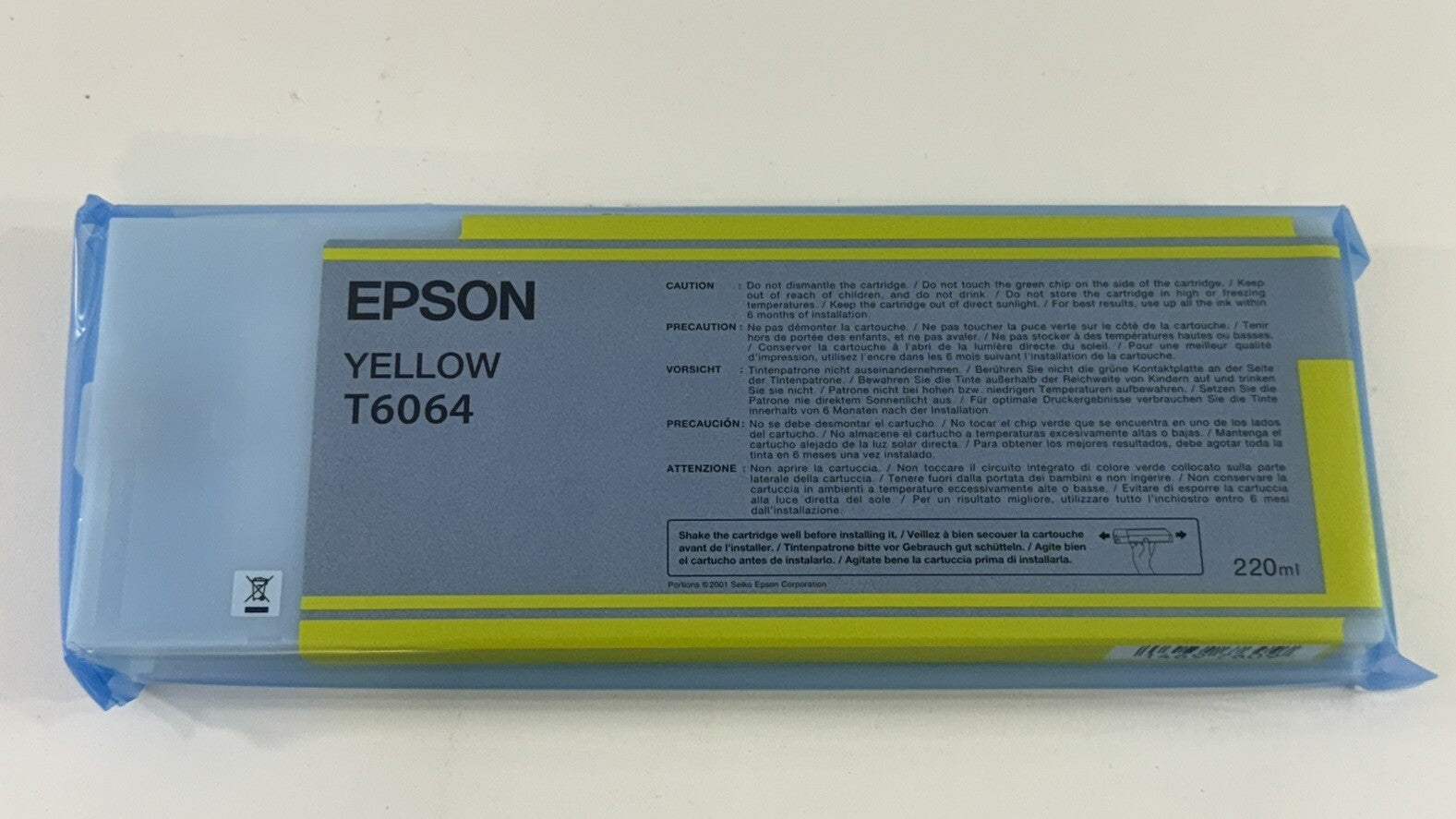 Epson UltraChrome K3 T606 Yellow Ink Cartridge (C13T606400) Sealed  Exp 7/2018