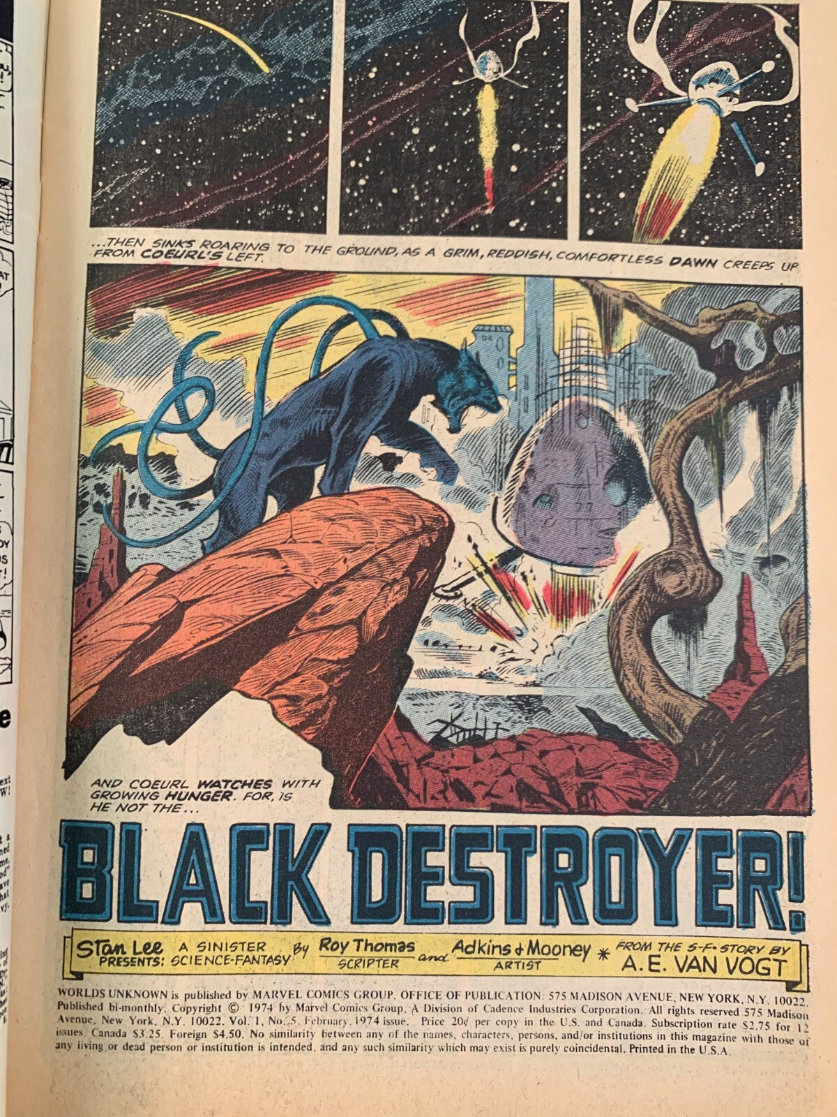Worlds Unknown # 5 Marvel Comics 2/74 Black Destroyer 20c 1974