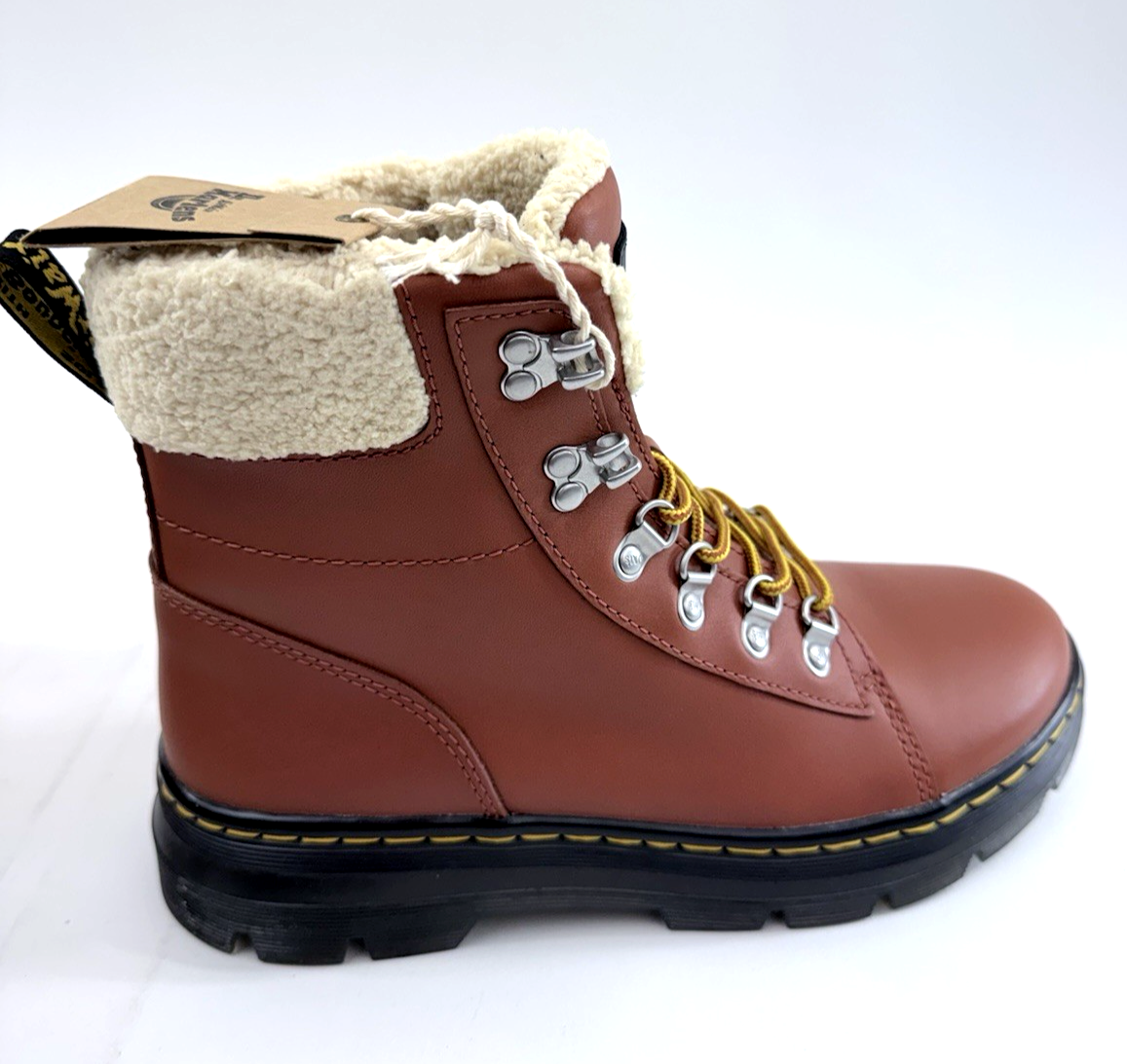 Doc Martens Combs W Leather Faux Fur-Lined Womens 9 Tan Air Wair WarmWair Boots