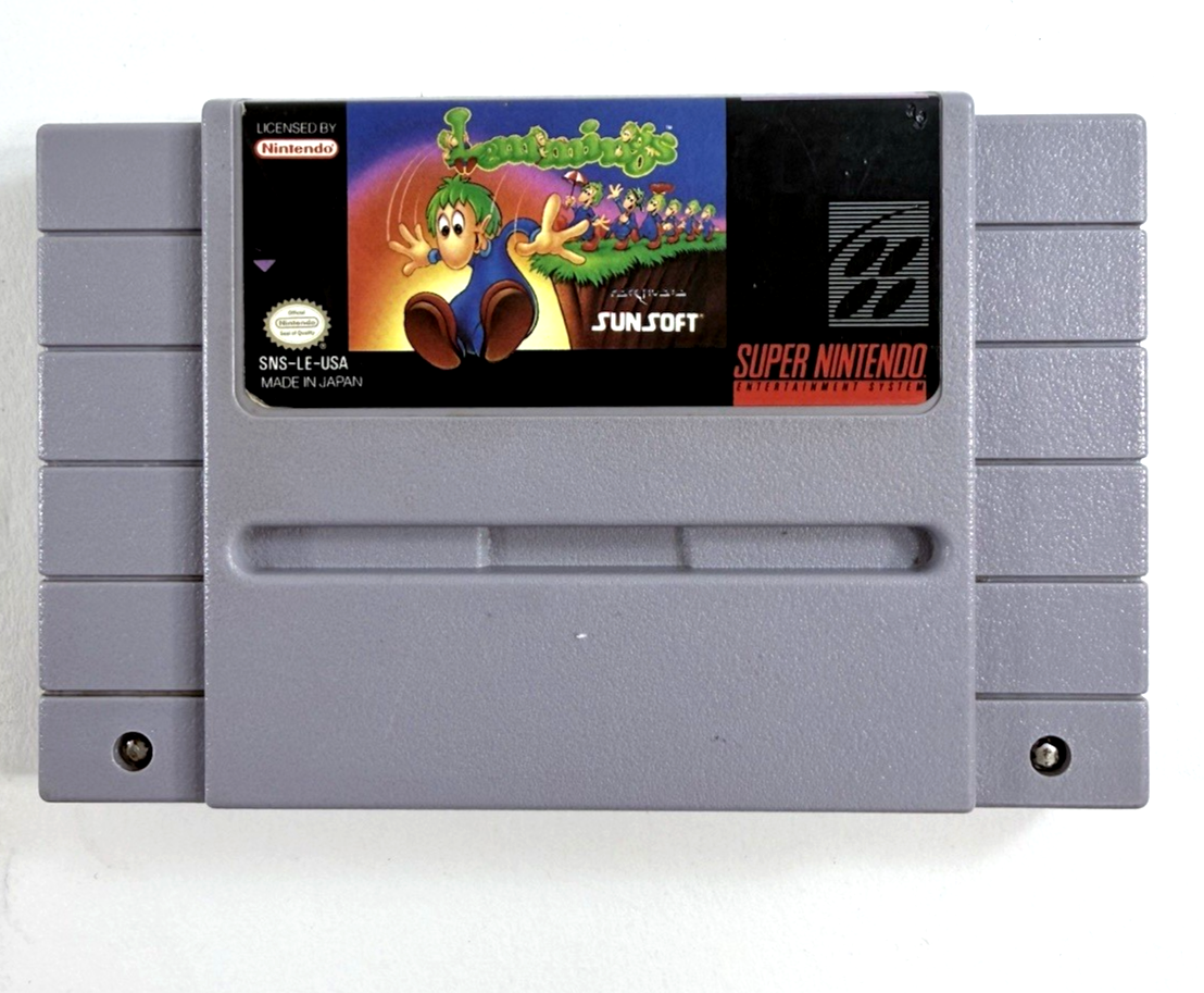 Lemmings (Super Nintendo, 1992) Game Cartridge - Tested and Working