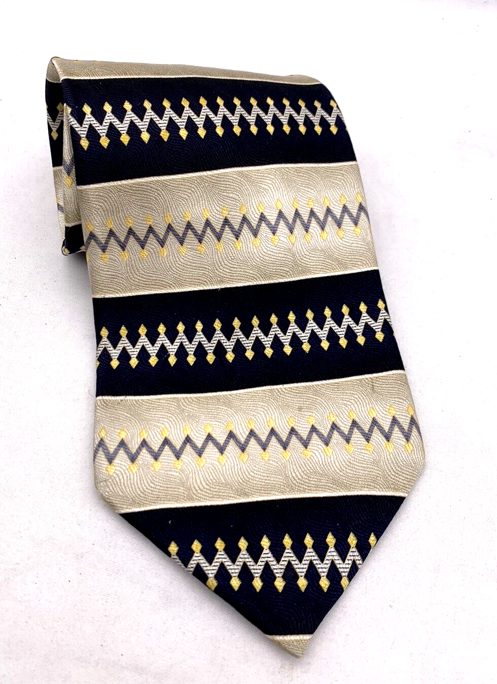 DiMoggio Navy Blue Silver Gold 62” Men’s Geometric Tie
