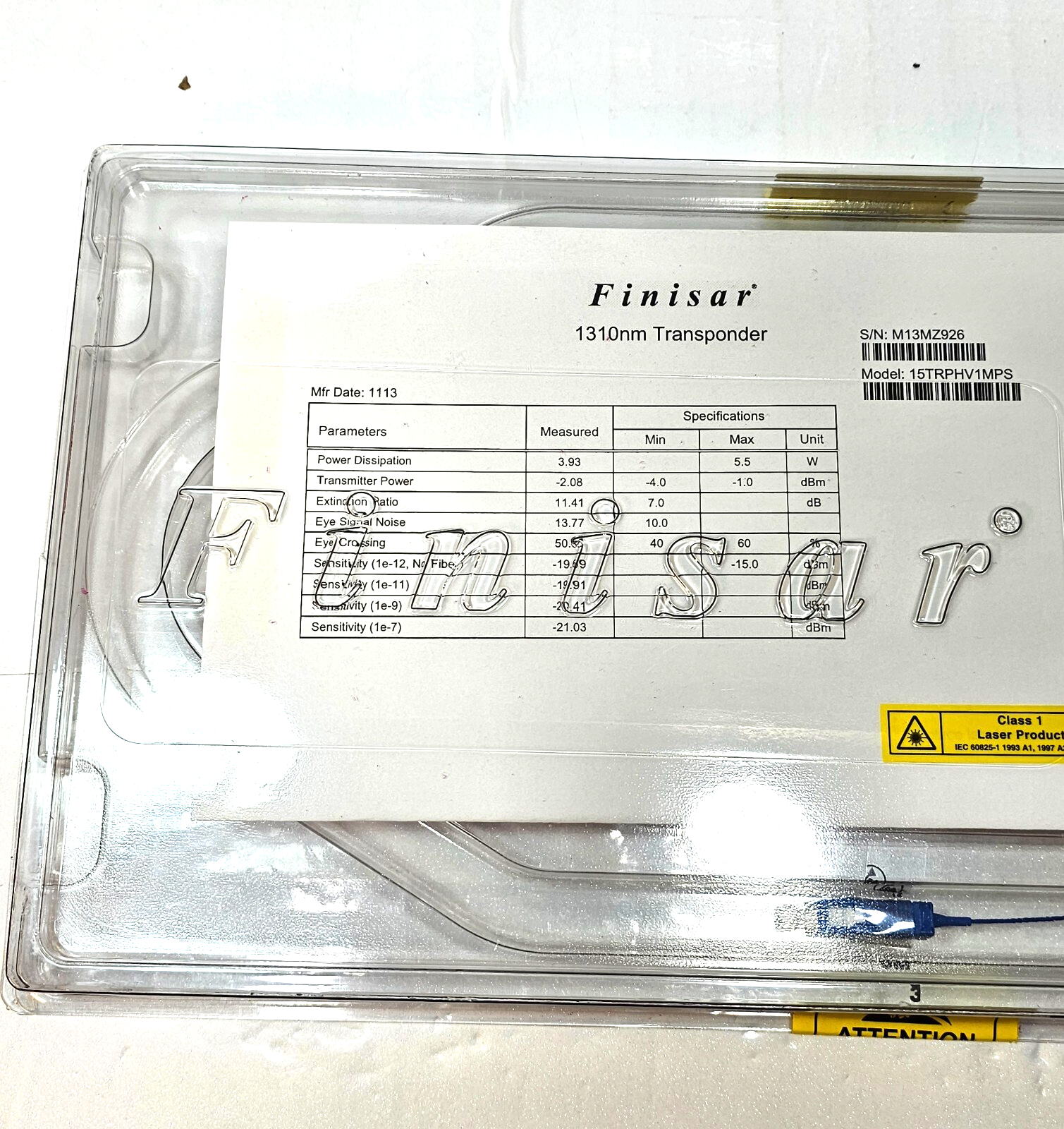 Finisar 1310nm Transponder 15TRPHV1MPS - New, Factory Sealed